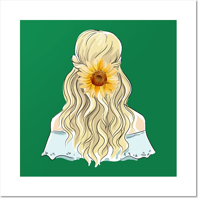 Girl and sunflower. Wall Art by BlashkaShop